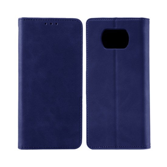 Leather Flip Cover with Internal Pocket For Xiaomi Poco X3 Blue